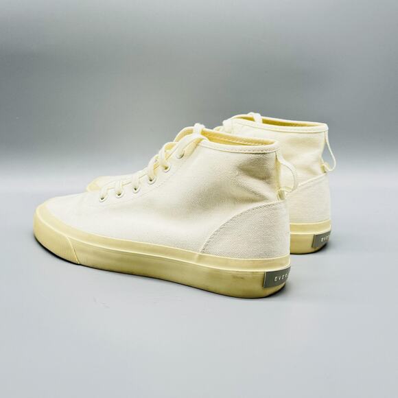 Everlane Shoes Womens 7 Off White High Top Organic Cotton Canvas Sneakers - Picture 6 of 13
